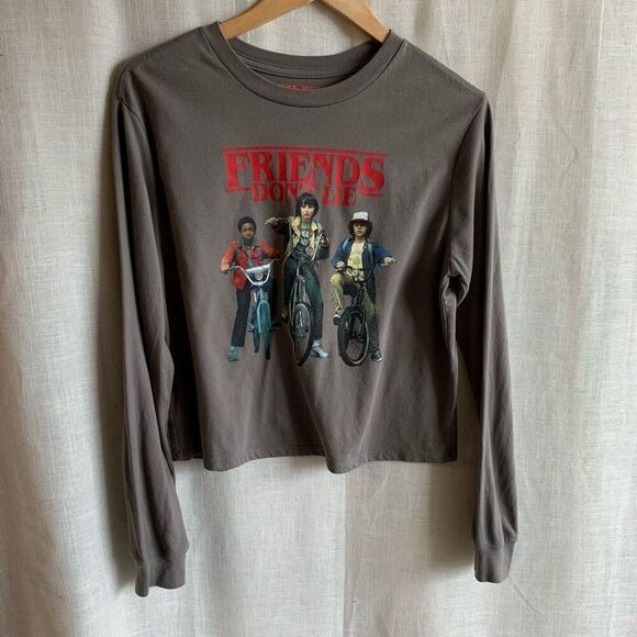 Urban Outfitters Tops - Stranger Things Shirt Womens Medium Gray Graphic Long Sleeve Friends Don’t Lie